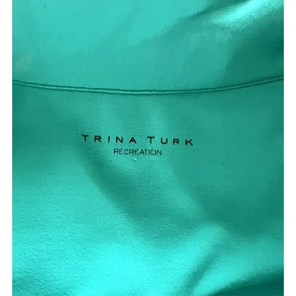 Trina Turk Recreation Women's Athleisure Jacket Teal Aqua Blue Cutouts Size M - Picture 7 of 8